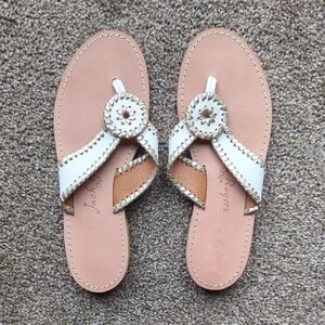 Jack Rogers White Leather Palm Beach Thong Sandal